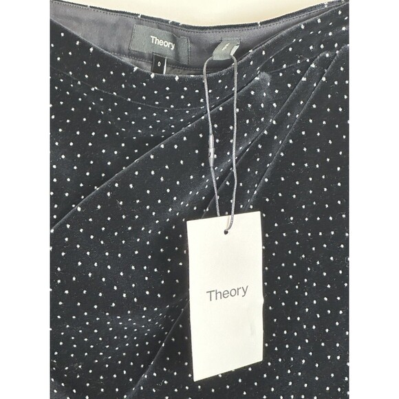 THEORY Women's Plelated Wrap Dot Velvet Mini Skirt Black Size 0 $355 NWT - Picture 6 of 10